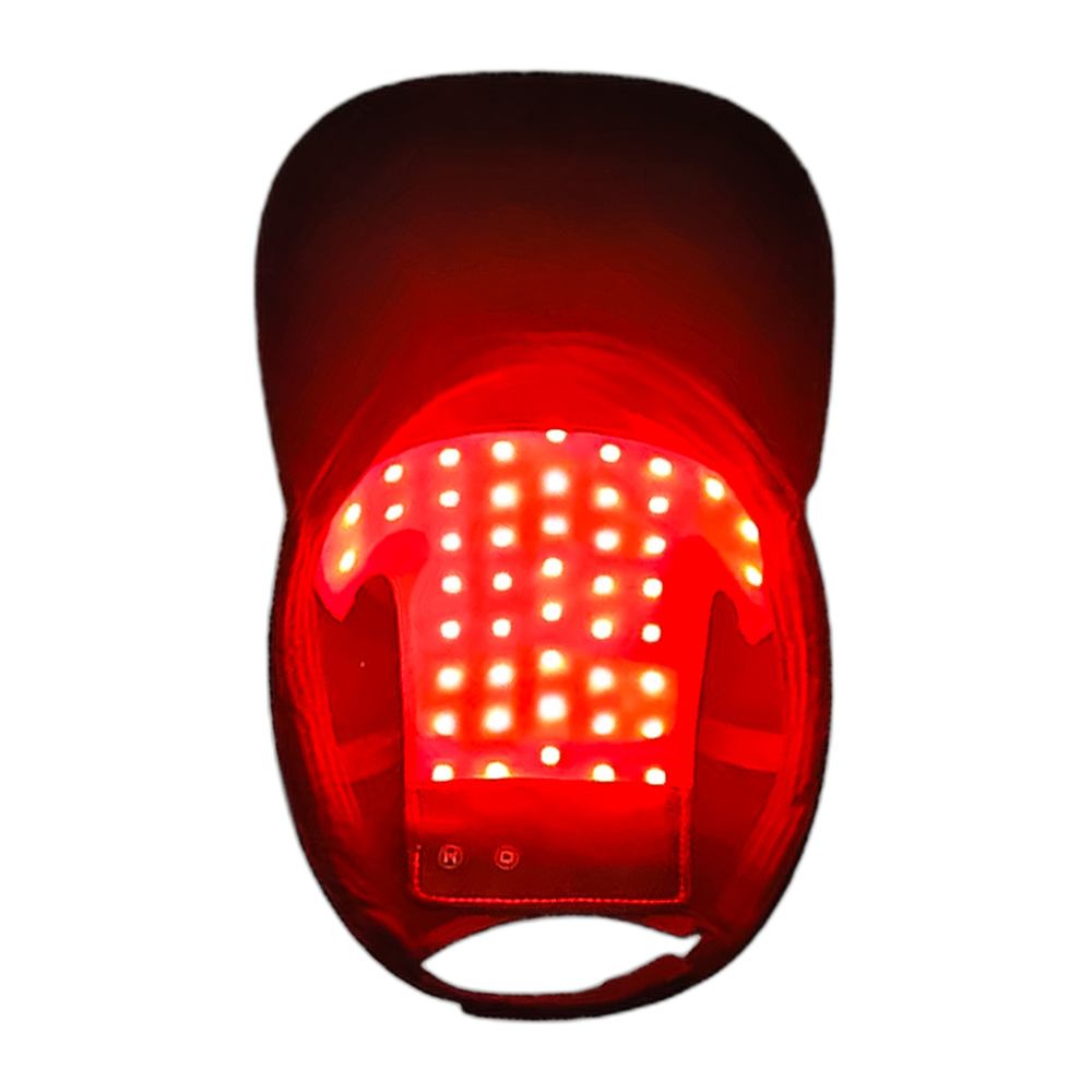 Czapka LED „Biomind” z włączoną czerwoną wkładką